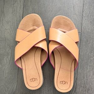 UGG Women's Peach and Pink Cross Strap Sandals